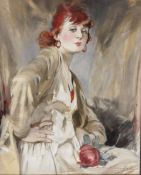 WILLIAM HENRY BARRIBAL (1874-1952) - 1919 WATERCOLOUR & PASTEL PORTRAIT PAINTING