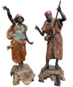 PAIR OF LATE 19TH/EARLY 20TH CENTURY ORIENTALIST COLD PAINTED SPELTER FIGURES
