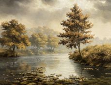 REX N. PRESTON (B. 1948) - 20TH CENTURY 1973 OIL ON CANVAS LANDSCAPE PAINTING