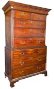 GEORGE III 19TH CENTURY MAHOGANY CHEST ON CHEST
