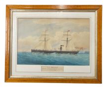 W. KEY (19TH CENTURY) - WATERCOLOUR ON PAPER MARITIME PAINTING OF S S ARAGON
