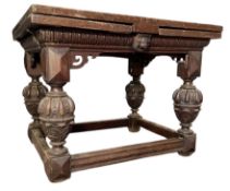 ELIZABETHAN INSPIRED 19TH CENTURY CARVED OAK EXTENDINING DINING TABLE