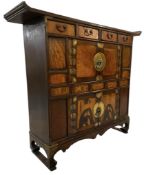 KOREAN INSPIRED HARDWOOD & VENEER SPECIMEN CHEST CABINET