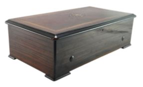 SWISS 19TH CENTURY MAHOGANY INLAID CASED CYLINDER 8 AIRS MUSIC BOX