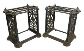 PAIR OF 19TH CENTURY COALBROOKDALE STYLE CAST IRON UMBRELLA/STICK STANDS