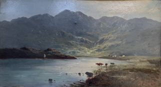 L. LEROUX - LLYN IDWAL, NORTH WALES - 19TH CENTURY OIL ON PANEL LANDSCAPE