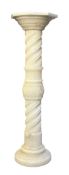 NEOCLASSICAL INSPIRED WHITE ALABASTER COLUMN STAND/JARDINIERE