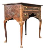 GEORGE III EARLY 19TH CENTURY YEW WOOD LOW BOY WRITING DESK