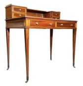 19TH CENTURY MAHOGANY & SATINWOOD INLAID LADIES' WRITING TABLE DESK