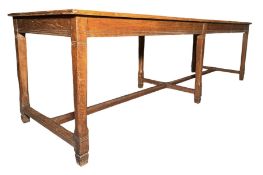 LARGE 19TH CENTURY FRENCH SIX LEG OAK REFECTORY DINING TABLE