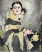 WILLIAM HENRY BARRIBAL (1874-1952) - 1919 WATERCOLOUR & PASTEL PORTRAIT PAINTING