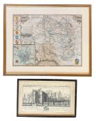 17TH CENTURY JOHN SPEEDE MAP OF HEREFORDSHIRE & BUCK BROTHERS ENGRAVING (2)