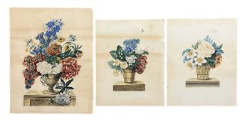 THREE VICTORIAN 19TH CENTURY 1866 WATERCOLOUR, GOUACHE & PENCIL FLOWER DRAWINGS