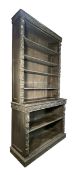 JACOBEAN REVIVAL 19TH CENTURY CARVE DOAK TALL OPEN FRONT BOOKCASE