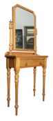 ARTS & CRAFTS ASH & OAK WOOD DRESSING TABLE DESK WITH MIRROR