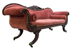 19TH CENTURY MAHOGANY & DRALON UPHOLSTERED SOFA SETTEE