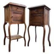 NEAR MATCH PAIR OF HIGH VICTORIAN MAHOGANY & MARBLE TOP BEDSIDE CABINETS