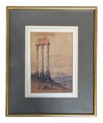 19TH CENTURY GRAND TOUR SCHOOL - TEMPLE OF JUPITER, ROME - WATERCOLOUR ON PAPER