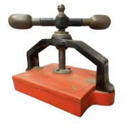 19TH CENTURY HAND PAINTED CAST IRON BOOK PRESS