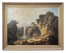 AFTER JEAN-BAPTISTE PILLEMENT - 20TH CENTURY OIL ON CANVAS ROMANTIC LANDSCAPE