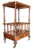 VICTORIAN 19TH CENTURY WALNUT CANTERBURY WHATNOT