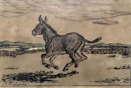 JACK BUTLER YEATS (1871-1957) - EVENING - HAND COLOURED CUALA PRESS PRINT