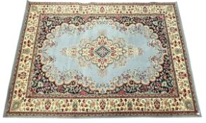 LARGE 20TH CENTURY TURKISH WOOL PALE BLUE CARPET