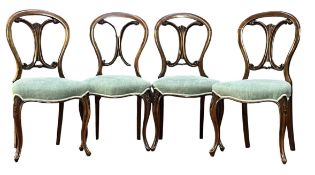 FOUR 19TH CENTURY CARVED MAHOGANY BALLOON BACK DINING CHAIRS