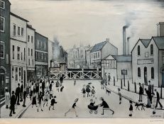 L S LOWRY - LEVEL CROSSING, BURTON ON TRENT - SIGNED OFFSET LITHOGRAPH