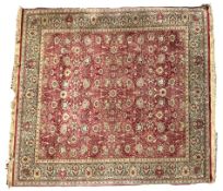 LARGE EARLY 20TH CENTURY KASHMIR SILK & WOOL FLOOR CARPET RUG