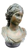 AFTER VINCENZO GIMETO (1852-1929) BRONZE EFFECT PAINTED TERRACOTTA BUST OF MAIDEN