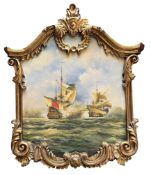 20TH CENTURY ENGLISH SCHOOL - OIL ON CANVAS LAID ON BOARD MARITIME PAINTING