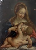 ITALIAN 18TH CENTURY SCHOOL AFTER L J F LAGRENEE - OIL ON COPPER MADONNA WITH CHILD