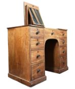 GEORGE III 19TH CENTURY MAHOGANY TWIN PEDESTAL DRESSING CHEST/DESK