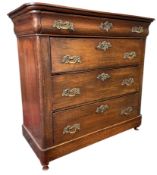 FRENCH 19TH CENTURY OAK/CHESTUNT CHEST OF DRAWERS
