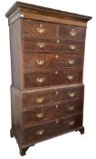 GEORGE III 19TH CENTURY OAK WOOD CHEST ON CHEST