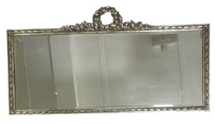 FRENCH ROCOCO STYLE SILVERED OVERMANTEL WALL MIRROR