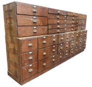 LARGE EARLY TO MID CENTURY HABERDASHERY MULTI-BANK CHEST OF DRAWERS