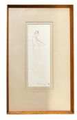 ATTRIBUTED TO GEORGE ROMNEY - BROWN INK ON PAPER STUDY OF FEMALE FIGURE