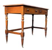 VICTORIAN MAHOGANY TWIN DRAWER WRITING TABLE DESK
