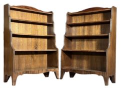 PAIR OF REGENCY REVIVAL EALRY 20TH CENTURY MAHOGANY WATERFALL OPEN BOOKCASES