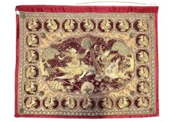 LARGE BURMESE KALAGA WALL HANGING EMBROIDERED, BEADED & SEQUIN TAPESTRY