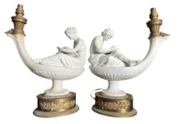MANNER OF PIERRE-PHILIPPE THOMIRE - PAIR OF FRENCH LATE 19TH CENTURY BISQUE LAMPS