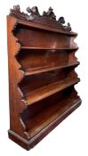WILLIAM IV 19TH CENTURY MAHOGANY WATERFALL OPEN BOOKCASE