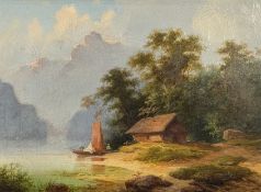 COLESTIN BRUGNER (1824-1887) - 19TH CENTURY GERMAN OIL ON CANVAS LANDSCAPE