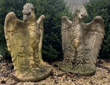 PAIR OF LARGE RECONSTITUTED STONE GARDEN RELIQUARY STATUES OF EAGLES