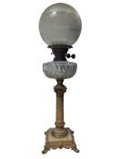 EARLY 20TH CENTURY ALABASTER AND BRASS OIL LAMP