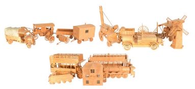COLLECTION OF SCRATCH BUILT WOODEN MATCH STICK MODELS