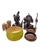 A COLLECTION OF LATE 20TH CENTURY VINTAGE WOODEN CARVED HOUSEHOLD ITEMS