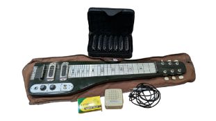 LATE 20TH CENTURY HAWAIIAN LAP STEEL GUITAR & A BLUESMAN 7 HARMONICA SET